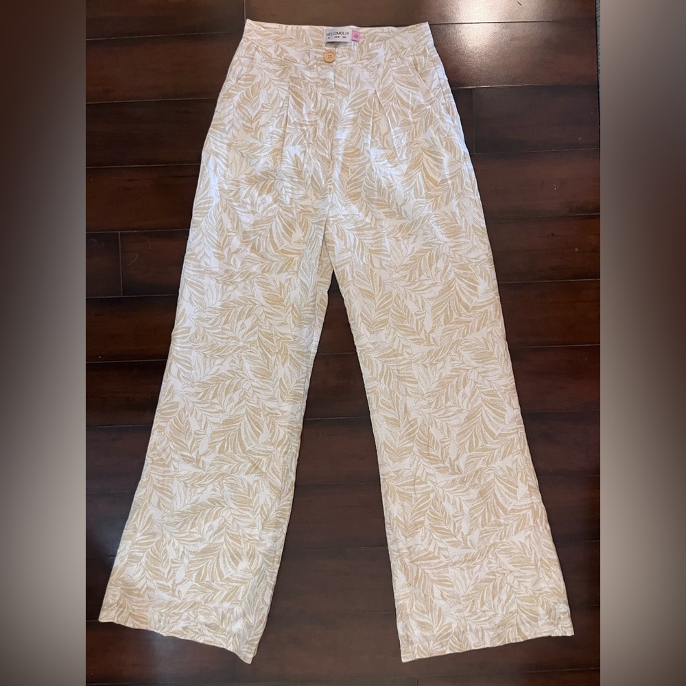 Hello Molly Swaying Palm Tree High Waist Wide-Leg Pants Size 6 New With Tag - Picture 3 of 8